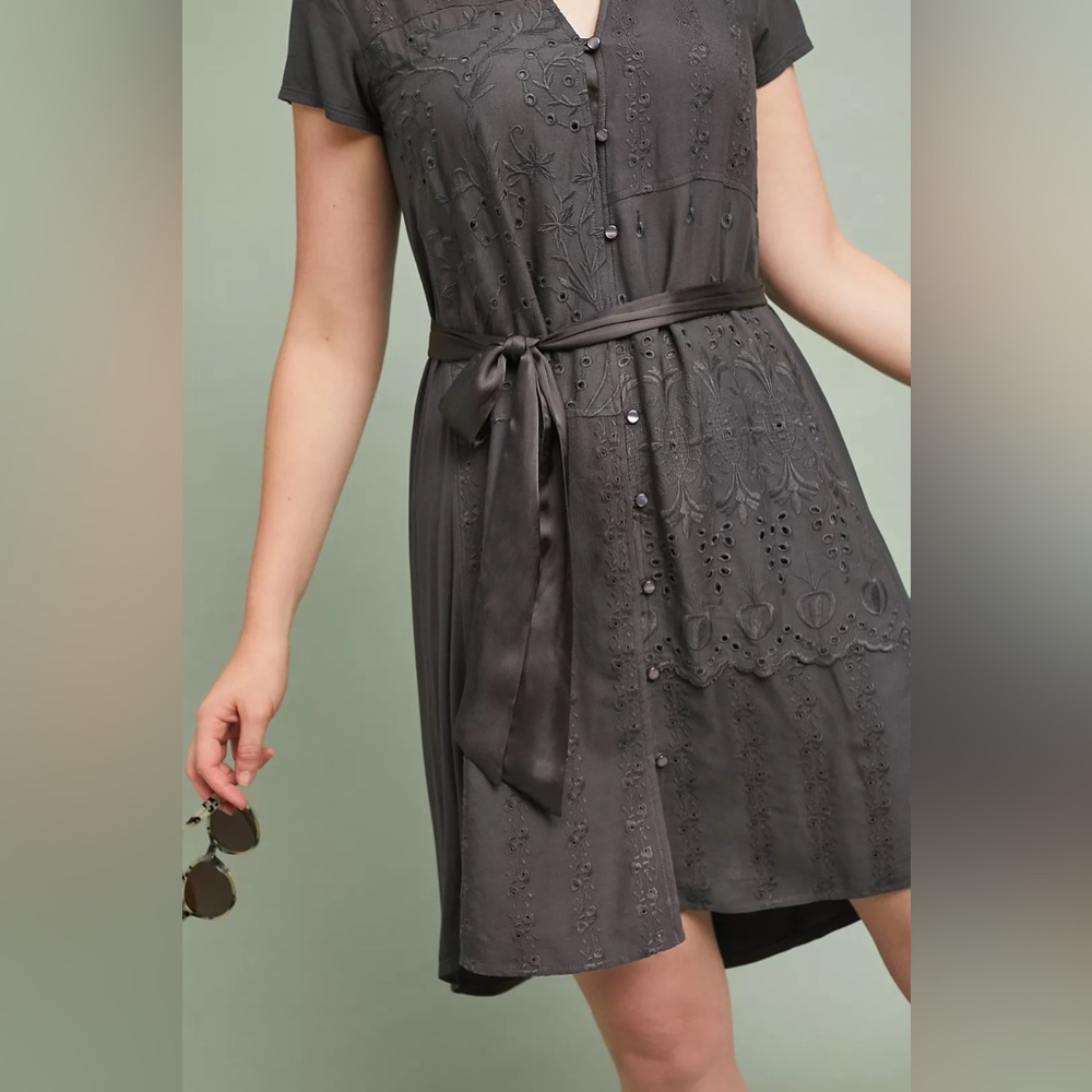 Anthropologie Stone Harbor Grey Shirtdress Size S Discontinued/Rare Cottagecore